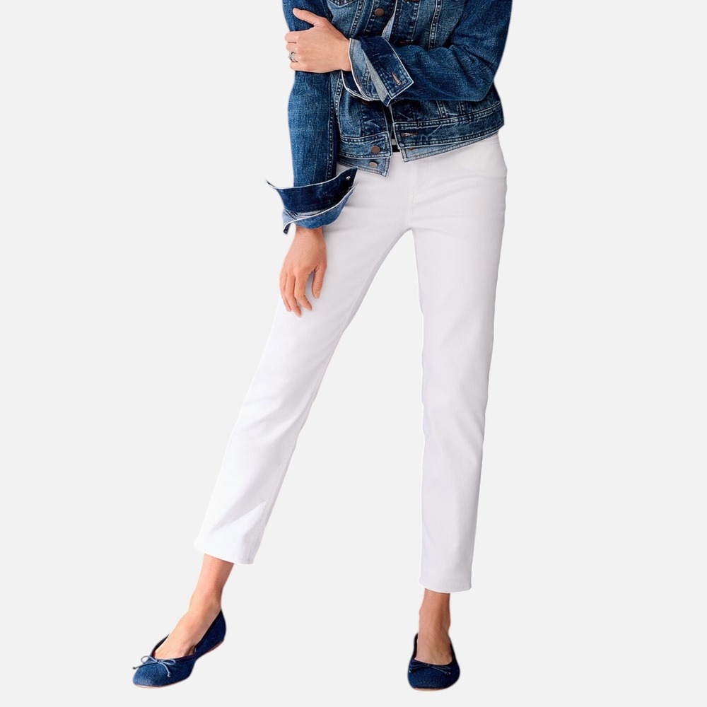 Talbots Flawless Five-Pocket Slim Ankle Jeans Women's 12 White Stretch Denim